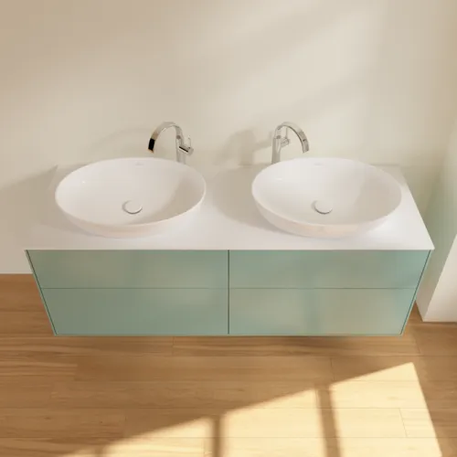 Bild von VILLEROY BOCH Finion Waschbeckenunterschrank, mit Beleuchtung, 4 Auszüge, 1600 x 603 x 501 mm, Olive Matt Lacquer / Glass White Matt #G96100GM
