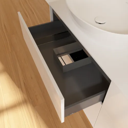 VILLEROY BOCH Finion Waschbeckenunterschrank, mit Beleuchtung, 4 Auszüge, 1600 x 603 x 501 mm, Glossy White Lacquer / Glass White Matt #G96100GF, Bild 8