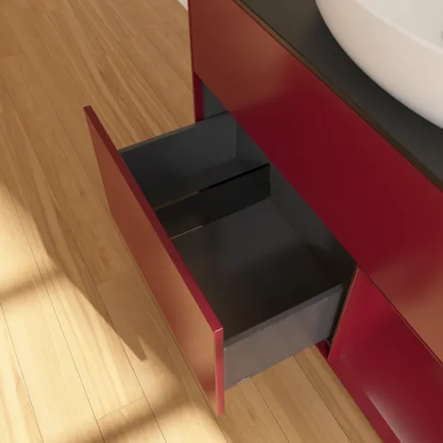 Bild von VILLEROY BOCH Finion Waschbeckenunterschrank, mit Beleuchtung, 2 Auszüge, 1000 x 603 x 501 mm, Peony Matt Lacquer / Peony Matt Lacquer / Glass Black Matt #GA22HBHB