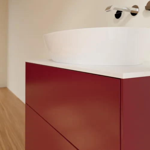 VILLEROY BOCH Finion Waschbeckenunterschrank, mit Beleuchtung, 2 Auszüge, 800 x 603 x 501 mm, Peony Matt Lacquer / Glass White Matt #G99100HB, Bild 6