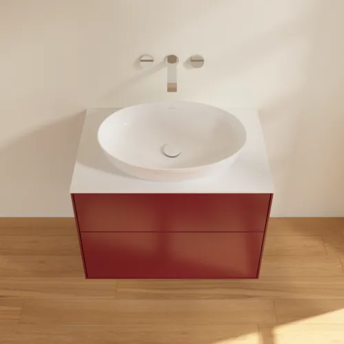 VILLEROY BOCH Finion Waschbeckenunterschrank, mit Beleuchtung, 2 Auszüge, 800 x 603 x 501 mm, Peony Matt Lacquer / Glass White Matt #G99100HB, Bild 4