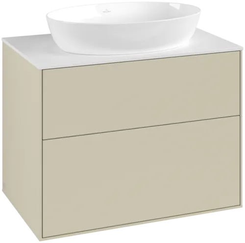 Picture of VILLEROY BOCH Finion Vanity unit, with lighting, 2 pull-out compartments, 800 x 603 x 501 mm, Silk Grey Matt Lacquer / Glass White Matt #G99100HJ
