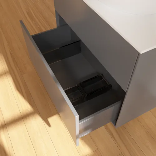 Bild von VILLEROY BOCH Finion Waschbeckenunterschrank, mit Beleuchtung, 2 Auszüge, 800 x 603 x 501 mm, Anthracite Matt Lacquer / Glass White Matt #G99100GK