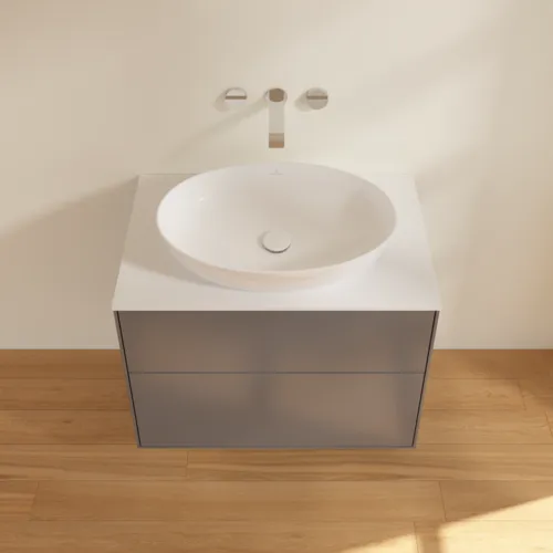 Bild von VILLEROY BOCH Finion Waschbeckenunterschrank, mit Beleuchtung, 2 Auszüge, 800 x 603 x 501 mm, Anthracite Matt Lacquer / Glass White Matt #G99100GK