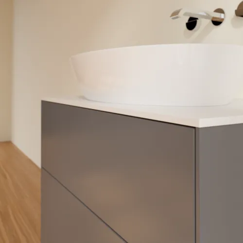 Bild von VILLEROY BOCH Finion Waschbeckenunterschrank, mit Beleuchtung, 2 Auszüge, 800 x 603 x 501 mm, Anthracite Matt Lacquer / Glass White Matt #G99100GK