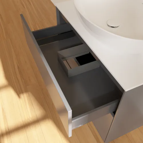 Bild von VILLEROY BOCH Finion Waschbeckenunterschrank, mit Beleuchtung, 2 Auszüge, 800 x 603 x 501 mm, Anthracite Matt Lacquer / Glass White Matt #G99100GK