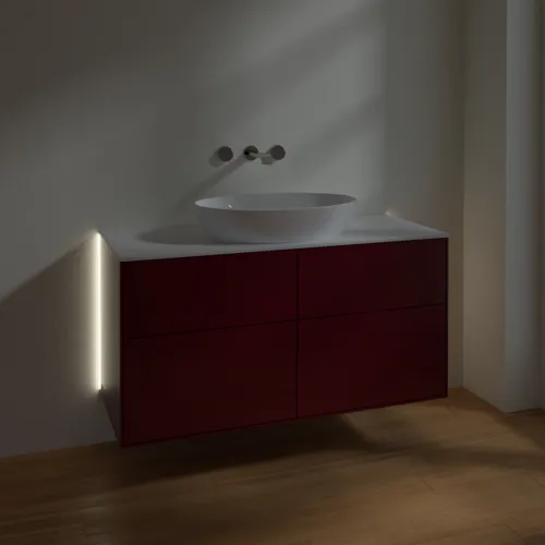 VILLEROY BOCH Finion Waschbeckenunterschrank, mit Beleuchtung, 4 Auszüge, 1200 x 603 x 501 mm, Peony Matt Lacquer / Glass White Matt #GA3100HB, Bild 5