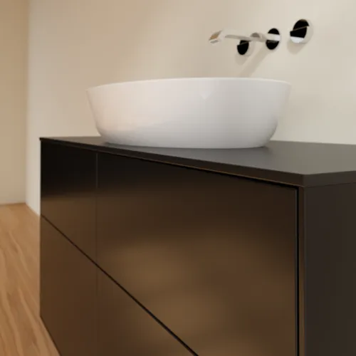 VILLEROY BOCH Finion Waschbeckenunterschrank, mit Beleuchtung, 4 Auszüge, 1200 x 603 x 501 mm, Black Matt Lacquer / Glass Black Matt #GA3200PD, Bild 6