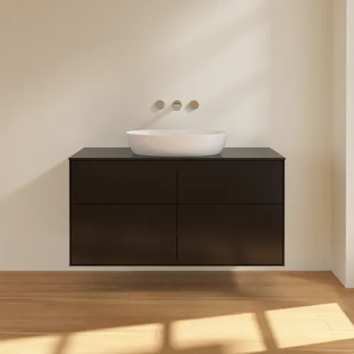 VILLEROY BOCH Finion Waschbeckenunterschrank, mit Beleuchtung, 4 Auszüge, 1200 x 603 x 501 mm, Black Matt Lacquer / Glass Black Matt #GA3200PD, Bild 3