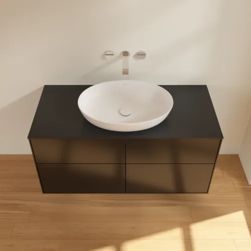 VILLEROY BOCH Finion Waschbeckenunterschrank, mit Beleuchtung, 4 Auszüge, 1200 x 603 x 501 mm, Black Matt Lacquer / Glass Black Matt #GA3200PD, Bild 4