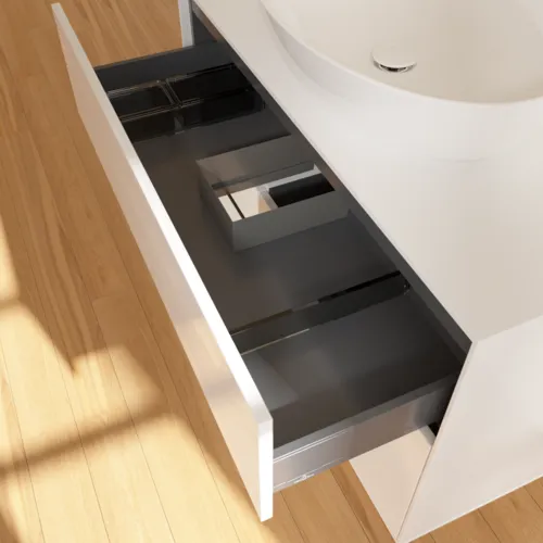 Picture of VILLEROY BOCH Finion Vanity unit, with lighting, 2 pull-out compartments, 1000 x 603 x 501 mm, Glossy White Lacquer / Glossy White Lacquer / Glass White Matt #GA11GFGF