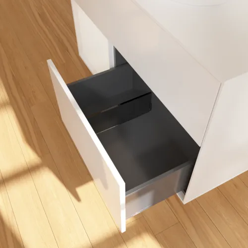 Picture of VILLEROY BOCH Finion Vanity unit, with lighting, 2 pull-out compartments, 1000 x 603 x 501 mm, Glossy White Lacquer / Glossy White Lacquer / Glass White Matt #GA11GFGF