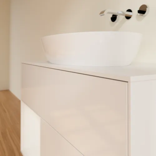 Picture of VILLEROY BOCH Finion Vanity unit, with lighting, 2 pull-out compartments, 1000 x 603 x 501 mm, Glossy White Lacquer / Glossy White Lacquer / Glass White Matt #GA11GFGF