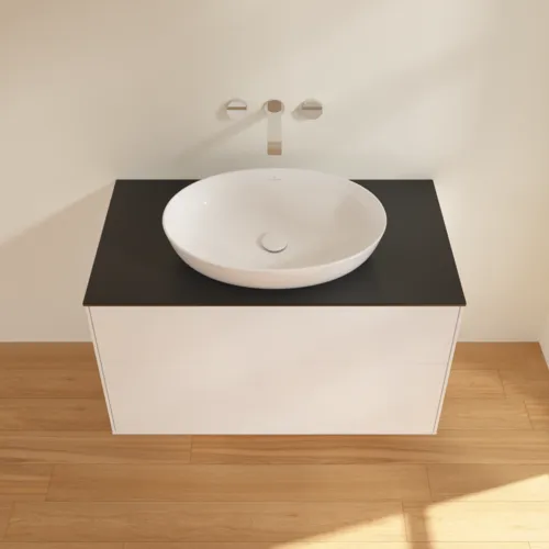VILLEROY BOCH Finion Waschbeckenunterschrank, mit Beleuchtung, 2 Auszüge, 1000 x 603 x 501 mm, White Matt Lacquer / Glass Black Matt #GA0200MT, Bild 4