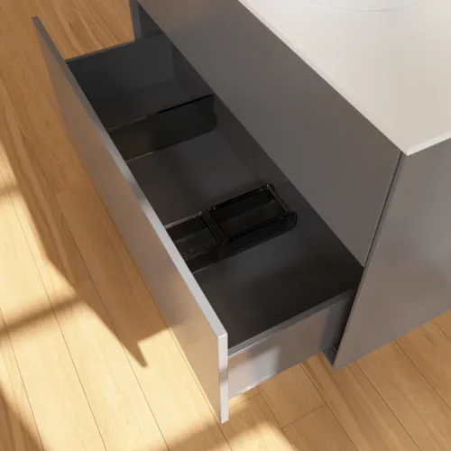 Bild von VILLEROY BOCH Finion Waschbeckenunterschrank, mit Beleuchtung, 2 Auszüge, 1000 x 603 x 501 mm, Anthracite Matt Lacquer / Glass White Matt #GA0100GK