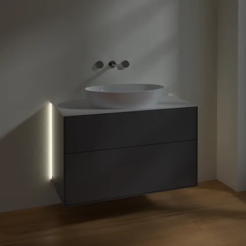Bild von VILLEROY BOCH Finion Waschbeckenunterschrank, mit Beleuchtung, 2 Auszüge, 1000 x 603 x 501 mm, Anthracite Matt Lacquer / Glass White Matt #GA0100GK