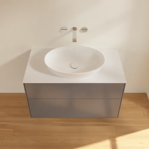 Bild von VILLEROY BOCH Finion Waschbeckenunterschrank, mit Beleuchtung, 2 Auszüge, 1000 x 603 x 501 mm, Anthracite Matt Lacquer / Glass White Matt #GA0100GK