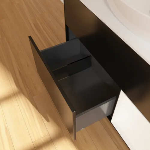VILLEROY BOCH Finion Waschbeckenunterschrank, mit Beleuchtung, 2 Auszüge, 1000 x 603 x 501 mm, Black Matt Lacquer / White Matt Lacquer / Glass White Matt #GA21MTPD, Bild 7