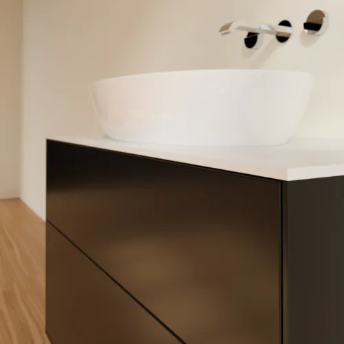 Bild von VILLEROY BOCH Finion Waschbeckenunterschrank, mit Beleuchtung, 2 Auszüge, 1000 x 603 x 501 mm, Black Matt Lacquer / Glass White Matt #GA0100PD