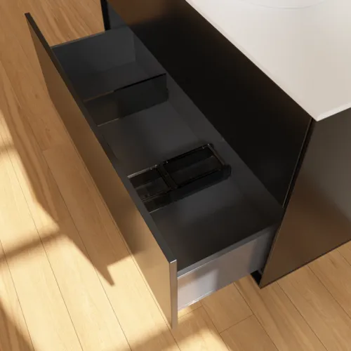 Bild von VILLEROY BOCH Finion Waschbeckenunterschrank, mit Beleuchtung, 2 Auszüge, 1000 x 603 x 501 mm, Black Matt Lacquer / Glass White Matt #GA0100PD
