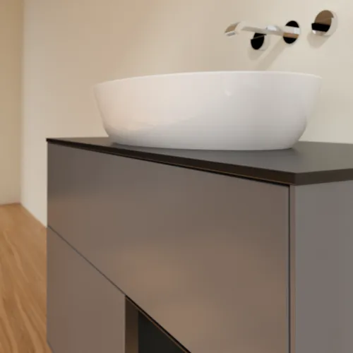 Bild von VILLEROY BOCH Finion Waschbeckenunterschrank, mit Beleuchtung, 2 Auszüge, 1000 x 603 x 501 mm, Anthracite Matt Lacquer / Black Matt Lacquer / Glass Black Matt #GA22PDGK