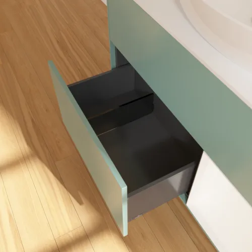 Bild von VILLEROY BOCH Finion Waschbeckenunterschrank, mit Beleuchtung, 2 Auszüge, 1000 x 603 x 501 mm, Olive Matt Lacquer / White Matt Lacquer / Glass White Matt #GA21MTGM