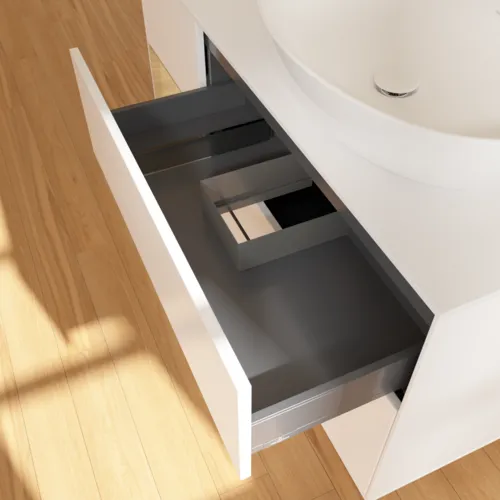 Bild von VILLEROY BOCH Finion Waschbeckenunterschrank, mit Beleuchtung, 3 Auszüge, 1200 x 603 x 501 mm, White Matt Lacquer / Oak Veneer / Glass White Matt #GA41PCMT