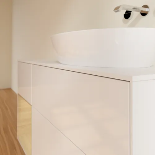 Obrázek VILLEROY BOCH Finion Vanity unit, with lighting, 3 pull-out compartments, 1200 x 603 x 501 mm, Glossy White Lacquer / Oak Veneer / Glass White Matt #GA41PCGF