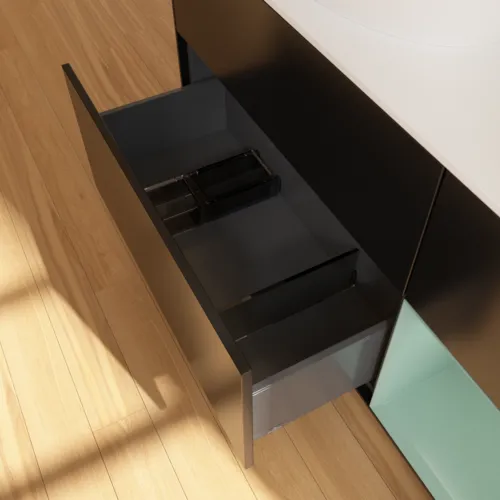 VILLEROY BOCH Finion Waschbeckenunterschrank, mit Beleuchtung, 3 Auszüge, 1200 x 603 x 501 mm, Black Matt Lacquer / Olive Matt Lacquer / Glass White Matt #GA51GMPD, Bild 7