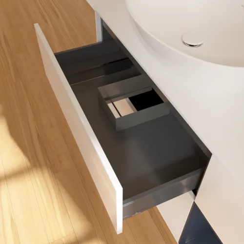 Bild von VILLEROY BOCH Finion Waschbeckenunterschrank, mit Beleuchtung, 3 Auszüge, 1200 x 603 x 501 mm, Glossy White Lacquer / Midnight Blue Matt Lacquer / Glass White Matt #GA51HGGF