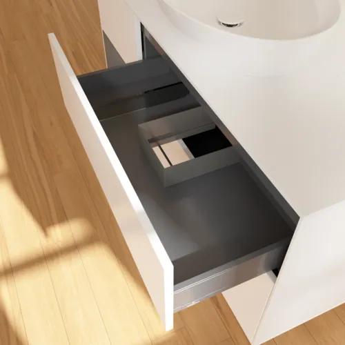 Picture of VILLEROY BOCH Finion Vanity unit, with lighting, 3 pull-out compartments, 1200 x 603 x 501 mm, White Matt Lacquer / Anthracite Matt Lacquer / Glass White Matt #GA61GKMT