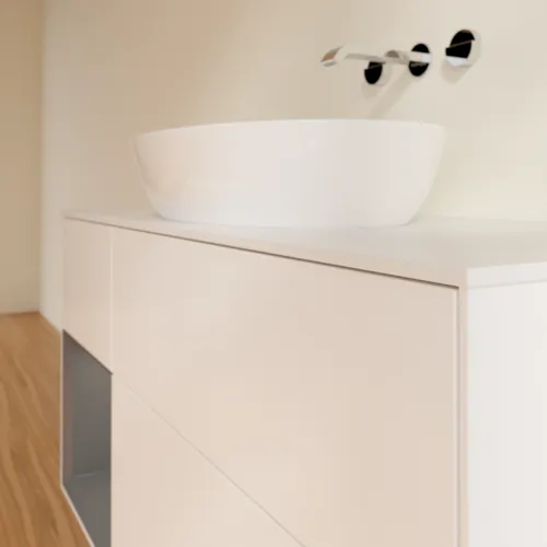 Picture of VILLEROY BOCH Finion Vanity unit, with lighting, 3 pull-out compartments, 1200 x 603 x 501 mm, White Matt Lacquer / Anthracite Matt Lacquer / Glass White Matt #GA61GKMT