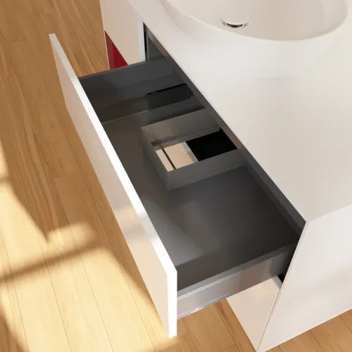 VILLEROY BOCH Finion Waschbeckenunterschrank, mit Beleuchtung, 3 Auszüge, 1200 x 603 x 501 mm, Glossy White Lacquer / Peony Matt Lacquer / Glass White Matt #GA61HBGF, Bild 6