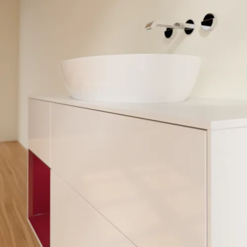 VILLEROY BOCH Finion Waschbeckenunterschrank, mit Beleuchtung, 3 Auszüge, 1200 x 603 x 501 mm, Glossy White Lacquer / Peony Matt Lacquer / Glass White Matt #GA61HBGF, Bild 4