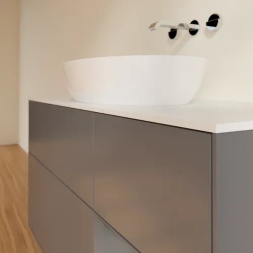 Bild von VILLEROY BOCH Finion Waschbeckenunterschrank, mit Beleuchtung, 3 Auszüge, 1200 x 603 x 501 mm, Anthracite Matt Lacquer / Anthracite Matt Lacquer / Glass White Matt #GA71GKGK