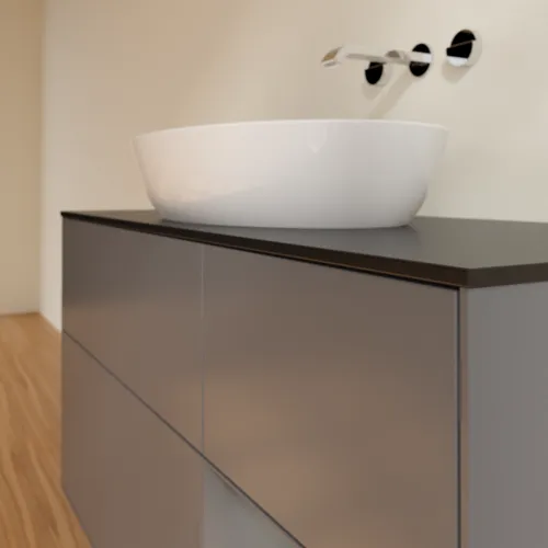Bild von VILLEROY BOCH Finion Waschbeckenunterschrank, mit Beleuchtung, 3 Auszüge, 1200 x 603 x 501 mm, Anthracite Matt Lacquer / Anthracite Matt Lacquer / Glass Black Matt #GA72GKGK