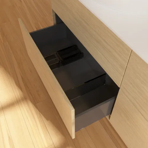 Bild von VILLEROY BOCH Finion Waschbeckenunterschrank, mit Beleuchtung, 4 Auszüge, 1600 x 603 x 501 mm, Oak Veneer / Glass White Matt #GA8100PC