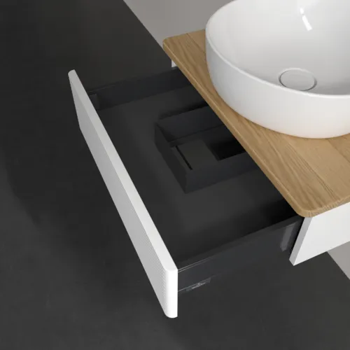 Bild von VILLEROY BOCH Antao Waschbeckenunterschrank, 1 Auszug, 600 x 190 x 500 mm, Front mit Struktur, White Matt Lacquer / Honey Oak #K07151MT
