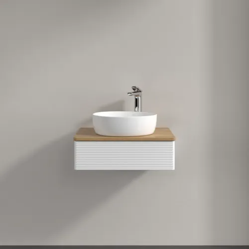 Bild von VILLEROY BOCH Antao Waschbeckenunterschrank, 1 Auszug, 600 x 190 x 500 mm, Front mit Struktur, White Matt Lacquer / Honey Oak #K07151MT