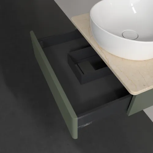 Bild von VILLEROY BOCH Antao Waschbeckenunterschrank, 1 Auszug, 600 x 190 x 500 mm, Front mit Struktur, Leaf Green Matt Lacquer / Botticino #K07113HL