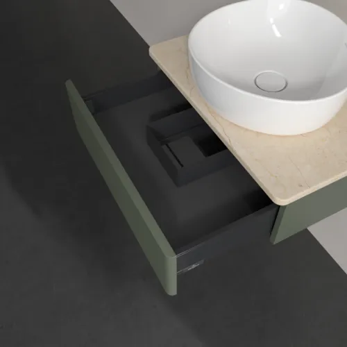 Bild von VILLEROY BOCH Antao Waschbeckenunterschrank, 1 Auszug, 600 x 190 x 500 mm, Front mit Struktur, Leaf Green Matt Lacquer / Botticino #K07113HL
