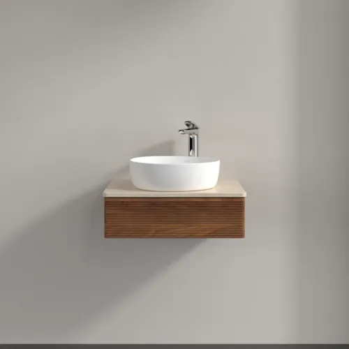 Bild von VILLEROY BOCH Antao Waschbeckenunterschrank, 1 Auszug, 600 x 190 x 500 mm, Front mit Struktur, Warm Walnut / Botticino #K07153HM