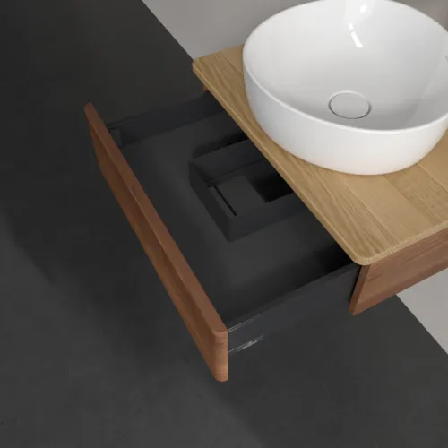 Bild von VILLEROY BOCH Antao Waschbeckenunterschrank, 1 Auszug, 600 x 190 x 500 mm, Front mit Struktur, Warm Walnut / Honey Oak #K07151HM