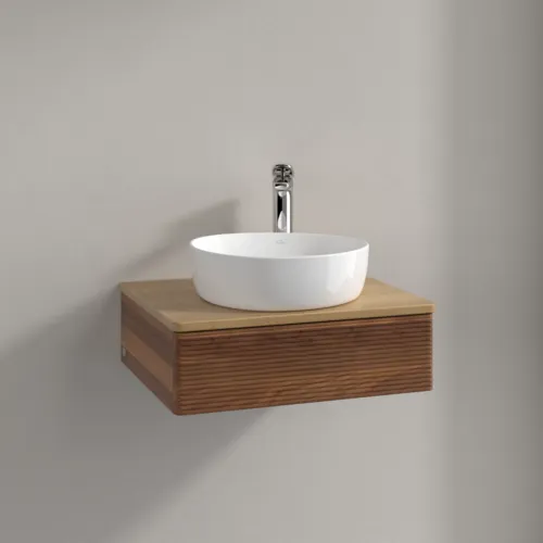 Bild von VILLEROY BOCH Antao Waschbeckenunterschrank, 1 Auszug, 600 x 190 x 500 mm, Front mit Struktur, Warm Walnut / Honey Oak #K07151HM