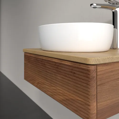 Bild von VILLEROY BOCH Antao Waschbeckenunterschrank, 1 Auszug, 600 x 190 x 500 mm, Front mit Struktur, Warm Walnut / Honey Oak #K07151HM