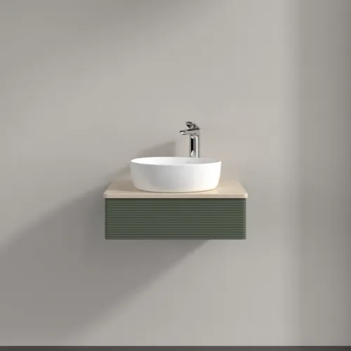 Bild von VILLEROY BOCH Antao Waschbeckenunterschrank, 1 Auszug, 600 x 190 x 500 mm, Front mit Struktur, Leaf Green Matt Lacquer / Botticino #K07153HL