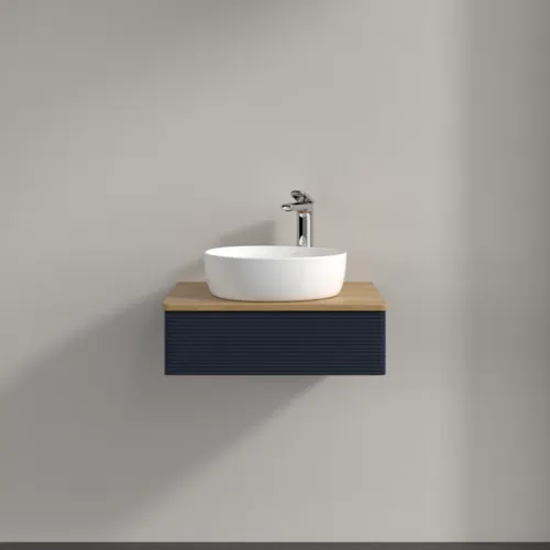 Bild von VILLEROY BOCH Antao Waschbeckenunterschrank, 1 Auszug, 600 x 190 x 500 mm, Front mit Struktur, Midnight Blue Matt Lacquer / Honey Oak #K07151HG