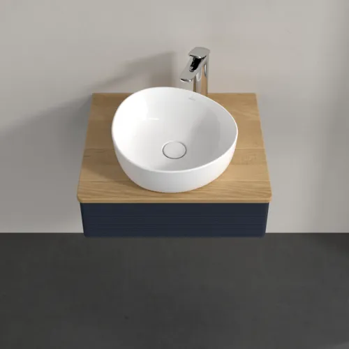 Bild von VILLEROY BOCH Antao Waschbeckenunterschrank, 1 Auszug, 600 x 190 x 500 mm, Front mit Struktur, Midnight Blue Matt Lacquer / Honey Oak #K07151HG