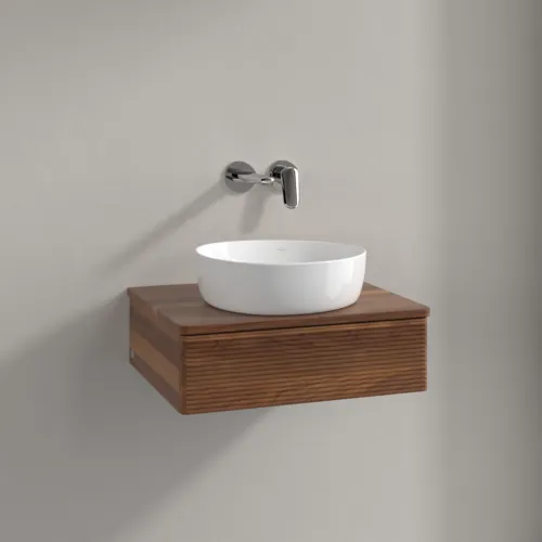 Picture of VILLEROY BOCH Antao Vanity unit, 1 pull-out compartment, 600 x 190 x 500 mm, Front with grain texture, Warm Walnut / Warm Walnut #K07112HM