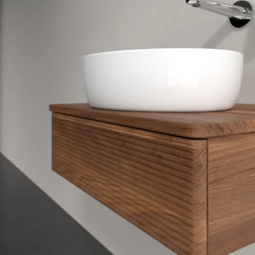 Picture of VILLEROY BOCH Antao Vanity unit, 1 pull-out compartment, 600 x 190 x 500 mm, Front with grain texture, Warm Walnut / Warm Walnut #K07112HM